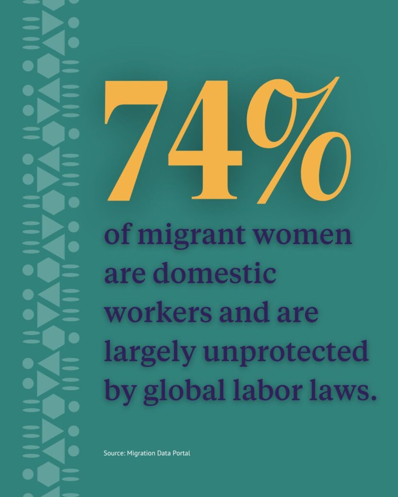 74% of migrant women are domestic workers and are largely unprotected by global labor laws